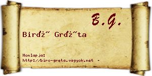 Biró Gréta névjegykártya